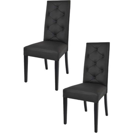 T M C S - Tommychairs 2 Chantal chairs in beech, seat in black faux leather