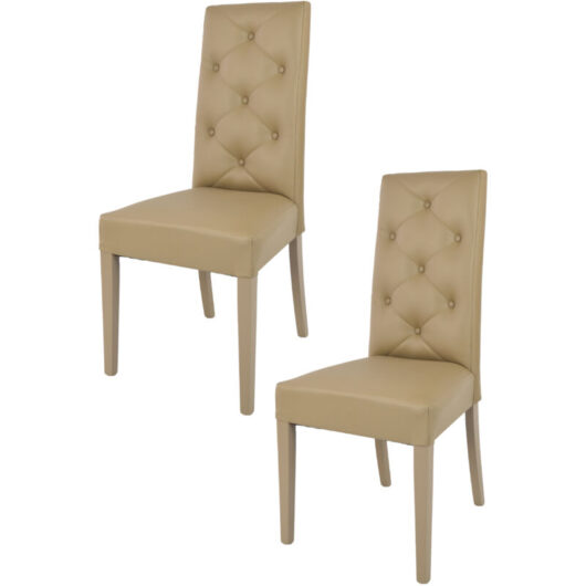 T M C S - Tommychairs 2 Chantal chairs in beech, seat in cappuccino faux leather