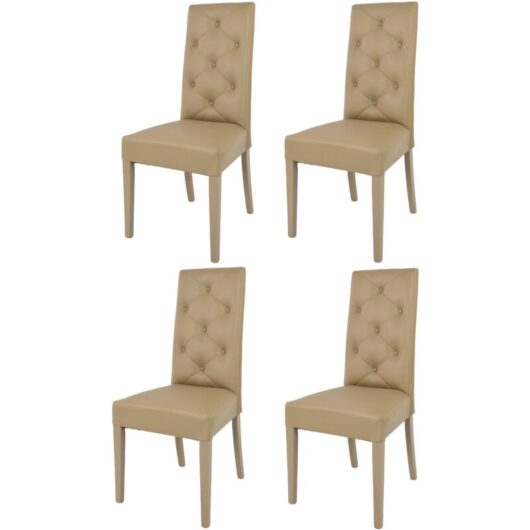 T M C S - Tommychairs 4 Chantal chairs in beech, seat in cappuccino faux leather