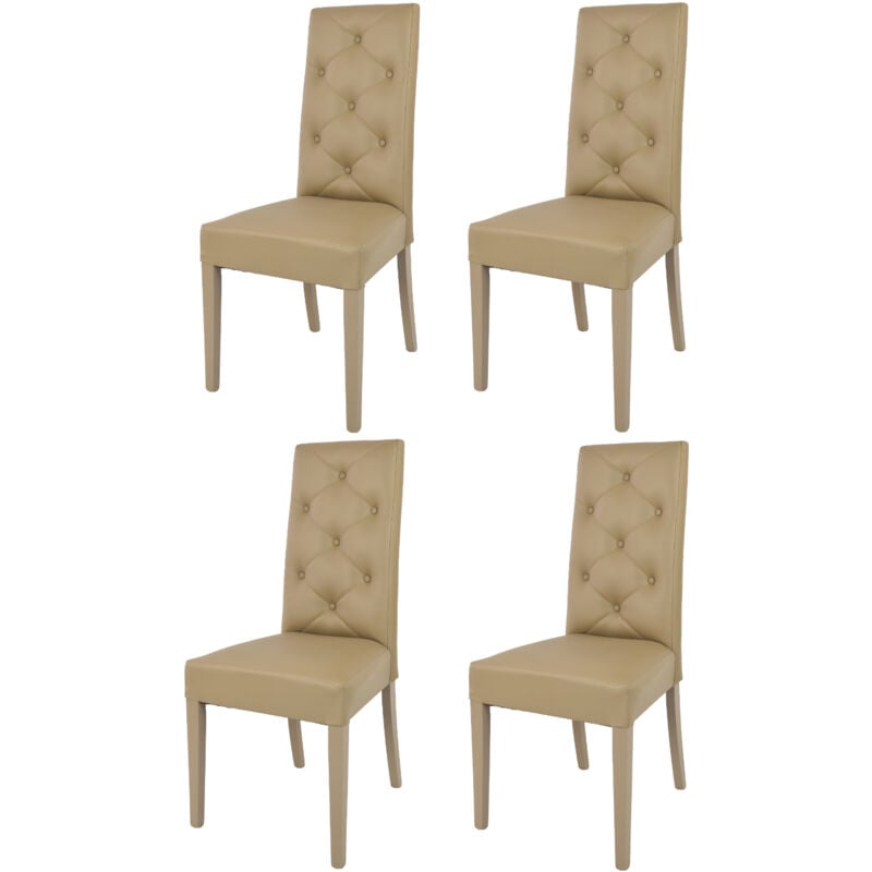 T M C S - Tommychairs 4 Chantal chairs in beech, seat in cappuccino faux leather