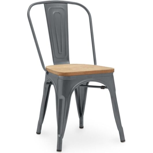Tolix Style - Dining Chair - Industrial Design - Steel and Wood - New Edition - Stylix Dark grey