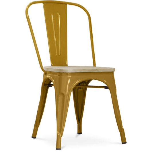 Tolix Style - Dining Chair - Industrial Design - Steel and Wood - New Edition - Stylix Gold