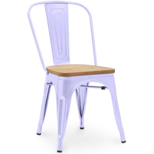 Tolix Style - Dining Chair - Industrial Design - Steel and Wood - New Edition - Stylix Lavander