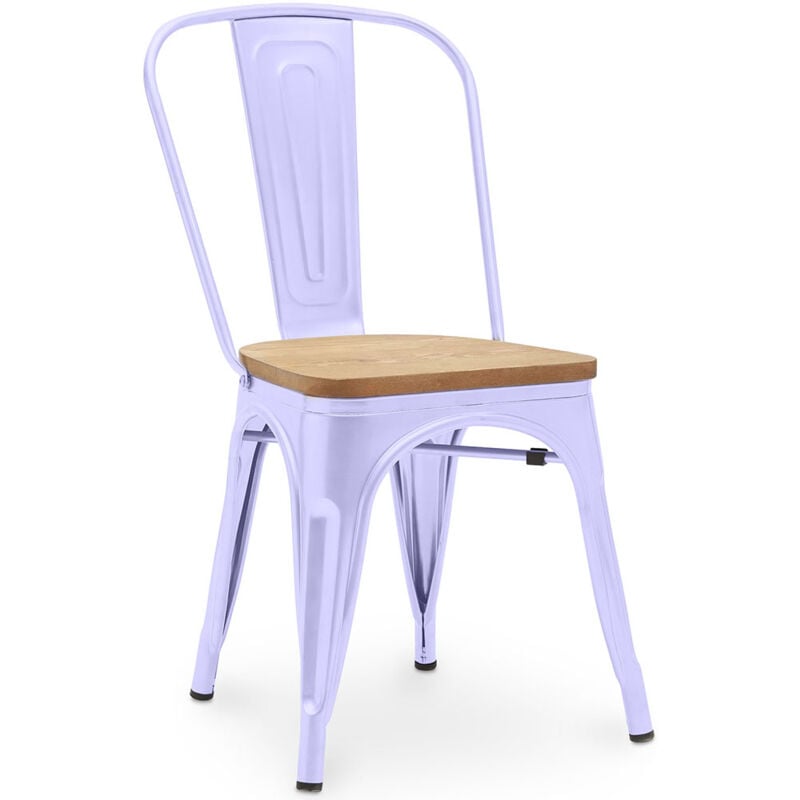Tolix Style - Dining Chair - Industrial Design - Steel and Wood - New Edition - Stylix Lavander