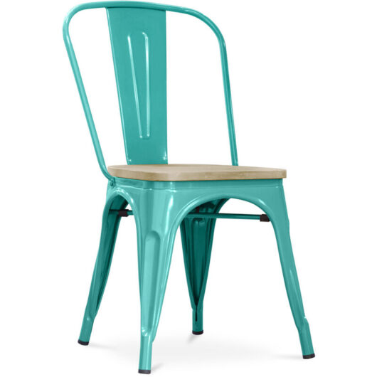 Tolix Style - Dining Chair - Industrial Design - Steel and Wood - New Edition - Stylix Pastel green