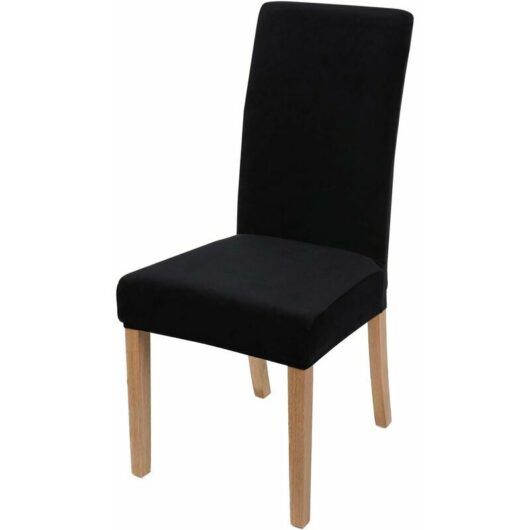 Velvet Stretch Dining Chair Covers, Washable Removable Dining Chair Covers, Set of 2, Black