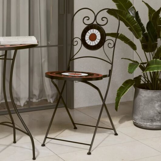 Vidaxl - Bistro Chairs Foldable 2 pcs Terracotta and White Ceramic