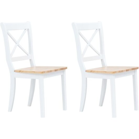 Vidaxl - Dining Chairs 2 pcs White and Light Wood Solid Rubber Wood