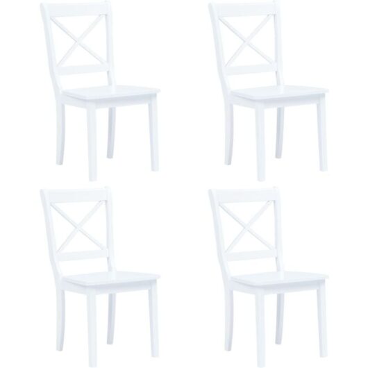 Vidaxl - Dining Chairs 4 pcs White Solid Rubber Wood