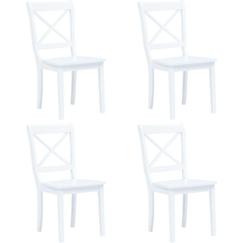 Vidaxl - Dining Chairs 4 pcs White Solid Rubber Wood