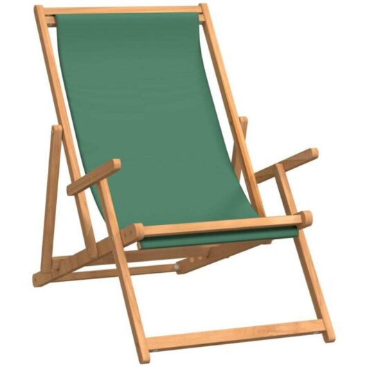 Vidaxl - Folding Beach Chair Solid Wood Teak Green
