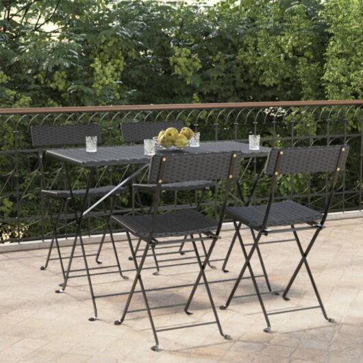 Vidaxl - Folding Bistro Chairs 4 pcs Black Poly Rattan and Steel