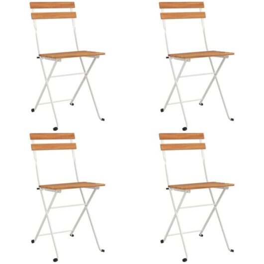 Vidaxl - Folding Bistro Chairs 4 pcs Solid Wood Acacia and Steel