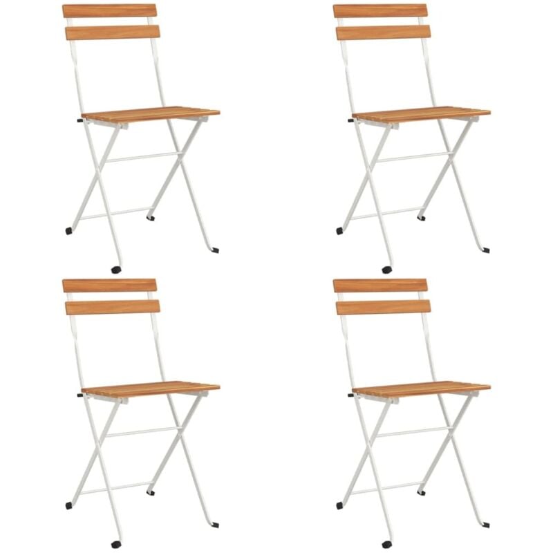 Vidaxl - Folding Bistro Chairs 4 pcs Solid Wood Acacia and Steel