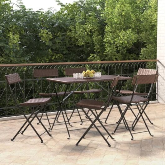 Vidaxl - Folding Bistro Chairs 6 pcs Brown Poly Rattan and Steel