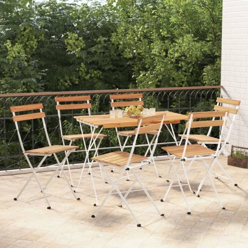 Vidaxl - Folding Bistro Chairs 6 pcs Solid Wood Acacia and Steel