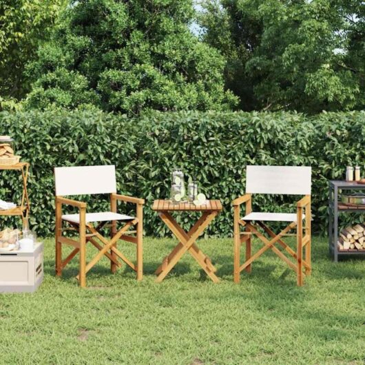 Vidaxl - Folding Director's Chairs 2 pcs Cream Solid Wood Teak