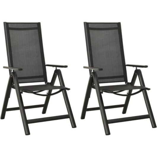 Vidaxl - Folding Garden Chairs 2 pcs Textilene and Aluminium Black