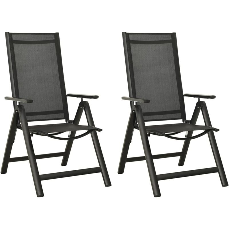 Vidaxl - Folding Garden Chairs 2 pcs Textilene and Aluminium Black