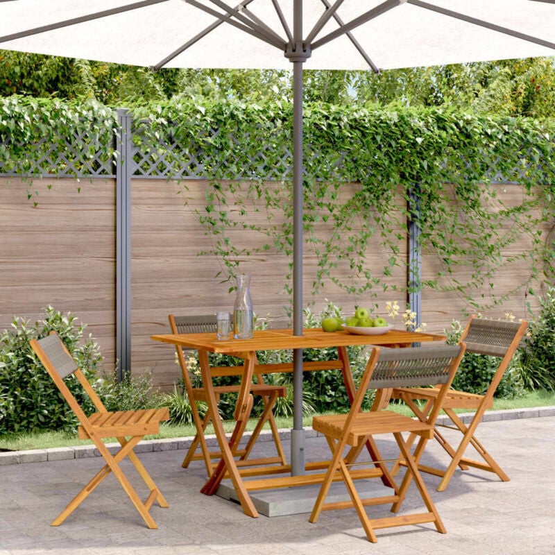 Vidaxl - Folding Garden Chairs 4 pcs Grey Solid Wood Acacia