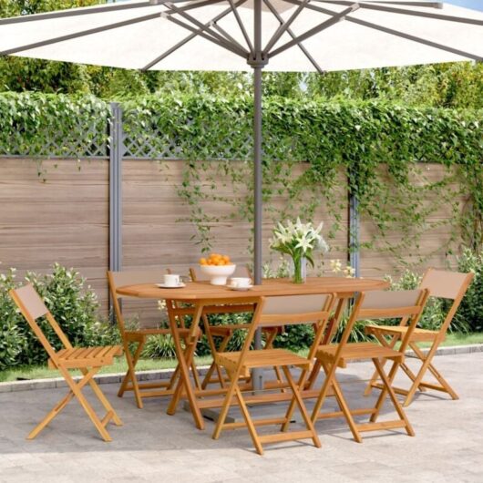 Vidaxl - Folding Garden Chairs 6 pcs Taupe Fabric and Solid Wood