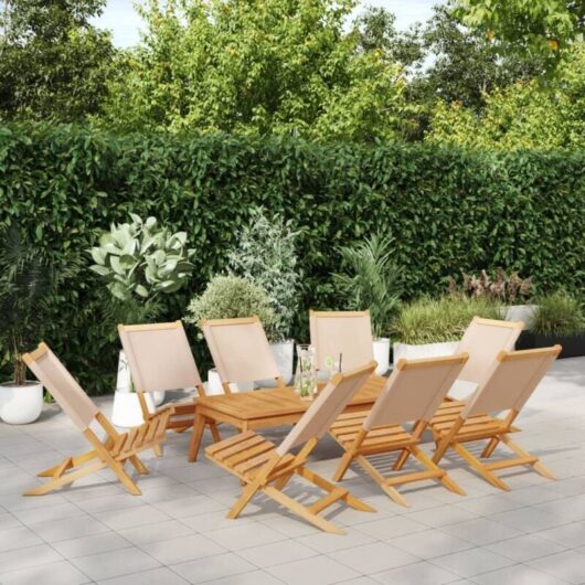 Vidaxl - Folding Garden Chairs 8 pcs Beige Fabric and Solid Wood