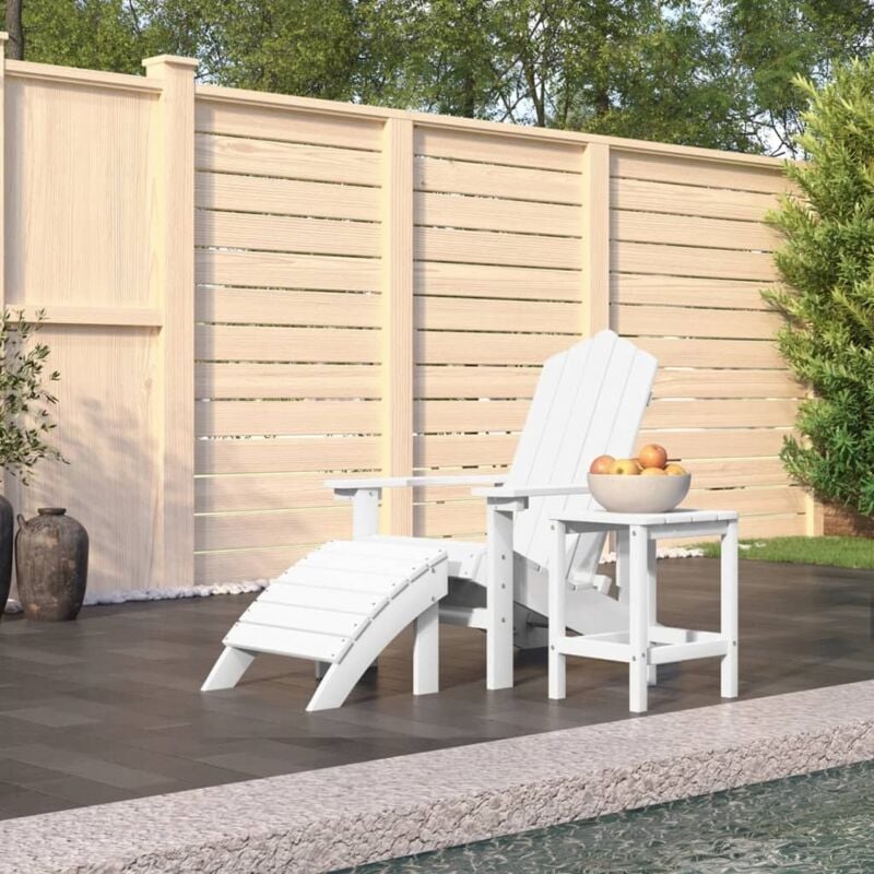 Vidaxl - Garden Adirondack Chair with Footstool & Table hdpe White