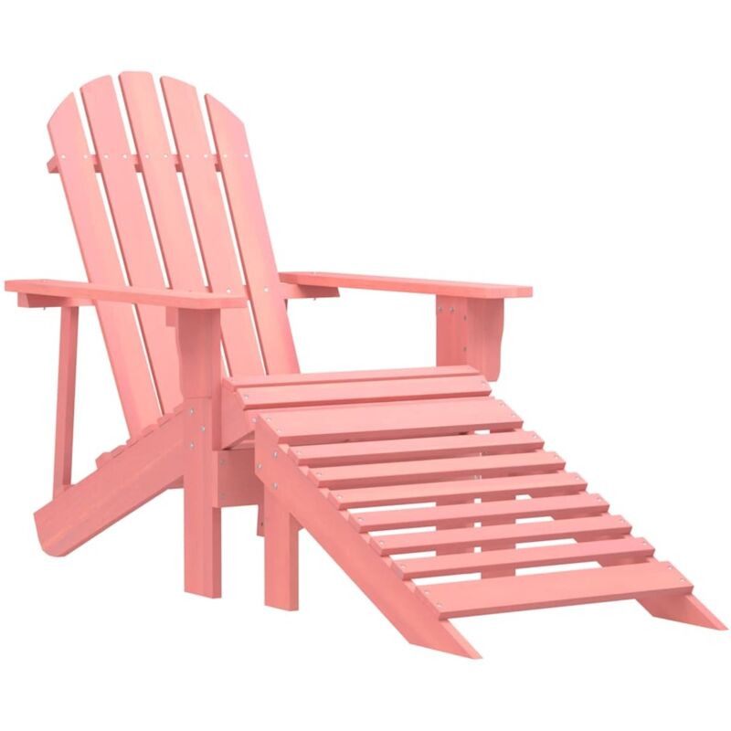 Vidaxl - Garden Adirondack Chair with Ottoman Solid Fir Wood Pink