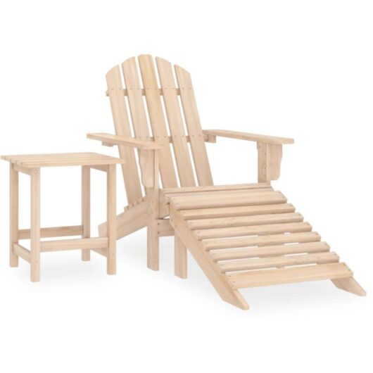 Vidaxl - Garden Adirondack Chair with Ottoman and Table Solid Fir Wood