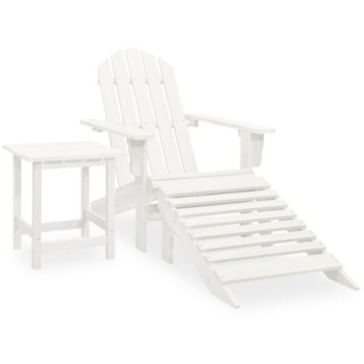 Vidaxl - Garden Adirondack Chair with Ottoman&Table Solid Fir Wood White