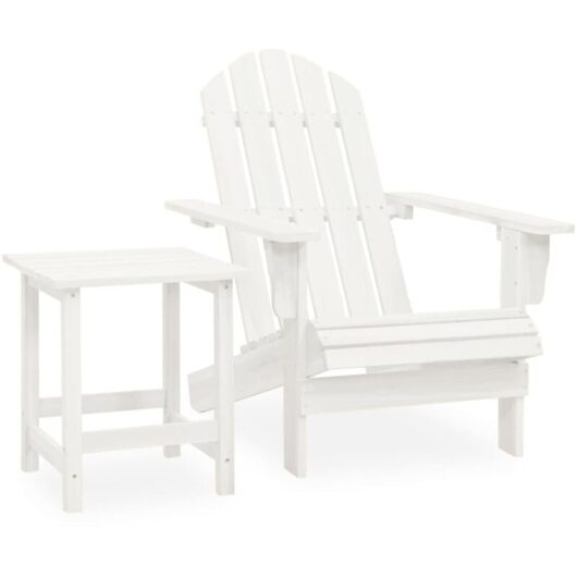 Vidaxl - Garden Adirondack Chair with Table Solid Fir Wood White