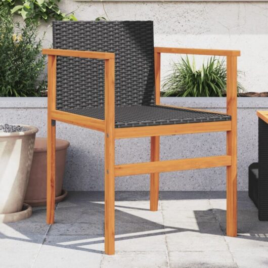Vidaxl - Garden Chairs 2 pcs Black Poly Rattan&Solid Wood