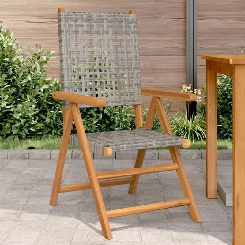 Vidaxl - Garden Chairs 2 pcs Grey Solid Wood Acacia and Poly Rattan