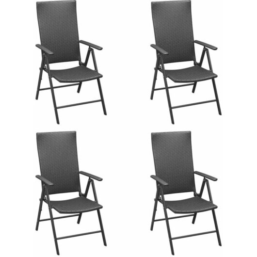 Vidaxl - Garden Chairs 4 pcs Poly Rattan Black