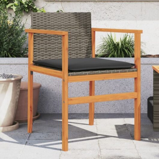 Vidaxl - Garden Chairs with Cushions 2 pcs Grey Poly Rattan&Solid Wood