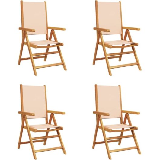 Vidaxl - Reclining Garden Chairs 4 pcs Beige Fabric and Solid Wood