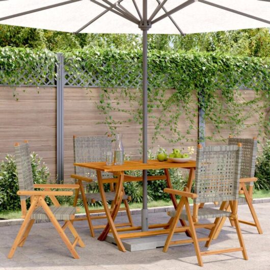Vidaxl - Reclining Garden Chairs 4 pcs Grey Poly Rattan and Solid Wood