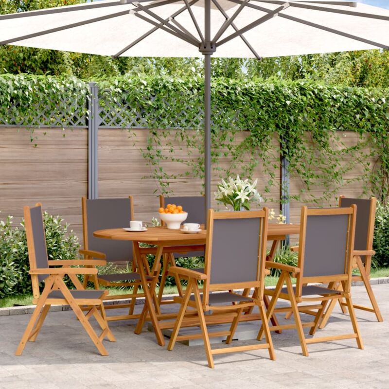 Vidaxl - Reclining Garden Chairs 6 pcs Anthracite Fabric and Solid Wood