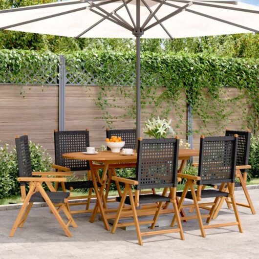 Vidaxl - Reclining Garden Chairs 6 pcs Black Poly Rattan and Solid Wood