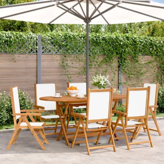 Vidaxl - Reclining Garden Chairs 6 pcs Cream White Fabric and Solid Wood