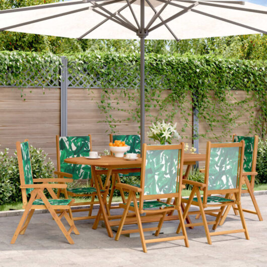 Vidaxl - Reclining Garden Chairs 6 pcs Green Fabric and Solid Wood
