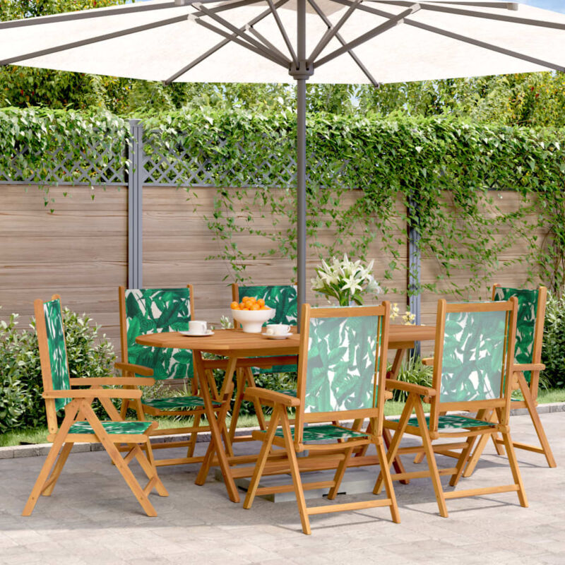 Vidaxl - Reclining Garden Chairs 6 pcs Green Fabric and Solid Wood