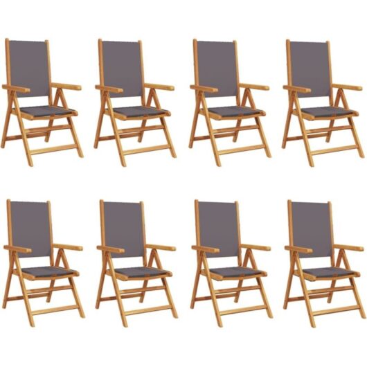 Vidaxl - Reclining Garden Chairs 8 pcs Anthracite Fabric and Solid Wood