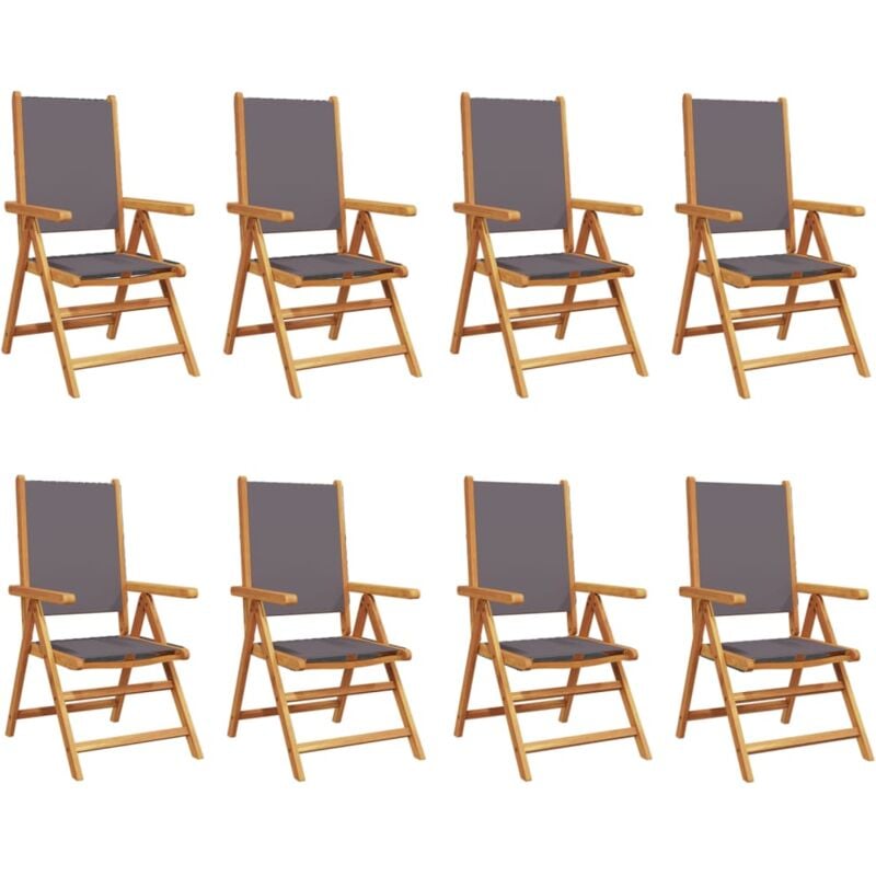 Vidaxl - Reclining Garden Chairs 8 pcs Anthracite Fabric and Solid Wood