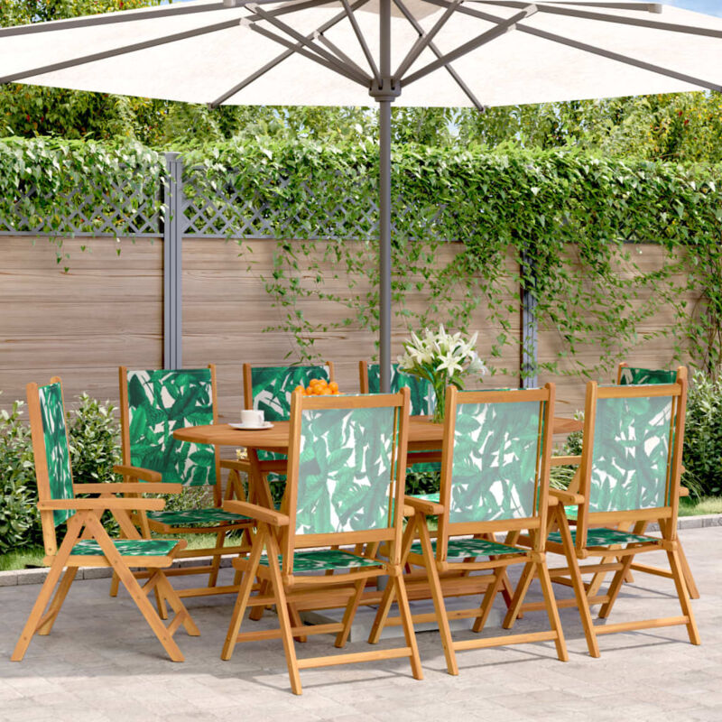 Vidaxl - Reclining Garden Chairs 8 pcs Green Fabric and Solid Wood