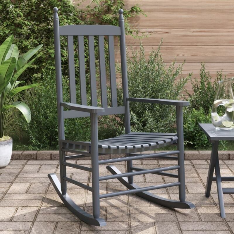Vidaxl - Rocking Chairs with Curved Seats 2 pcs Grey Solid Wood Poplar