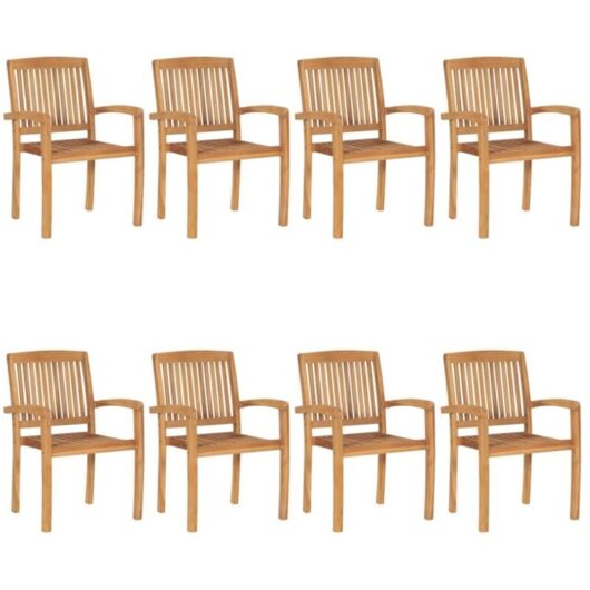 Vidaxl - Stacking Garden Chairs 8 pcs Solid Teak Wood