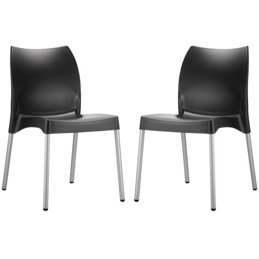 Vienna Black Polypropylene Dining Chairs In Pair