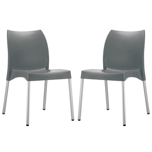 Vienna Dark Grey Polypropylene Dining Chairs In Pair