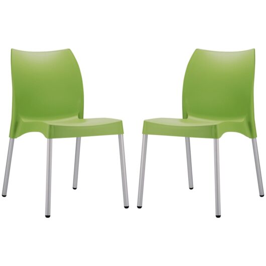 Vienna Mint Green Polypropylene Dining Chairs In Pair